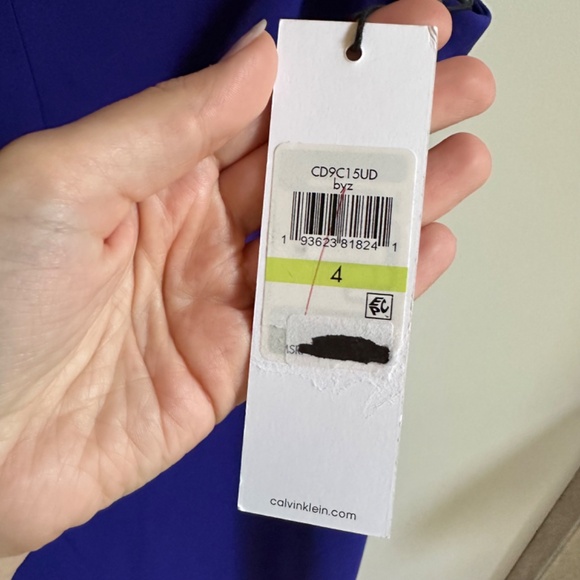 NWT Calvin Klein Blue Sleeveless Sheath Dress with Gold Hardware - Picture 5 of 8